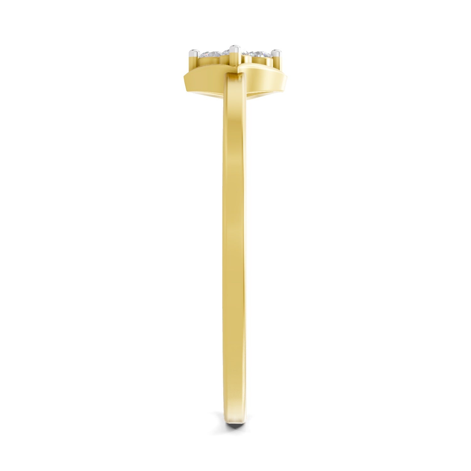 0.07 Ct Round Shape | 925 Sterling Silver Gold Plated Floral Ring