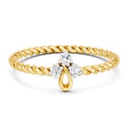 0.05 Carat | 925 Sterling Silver Gold Plated Trinity Twist Ring