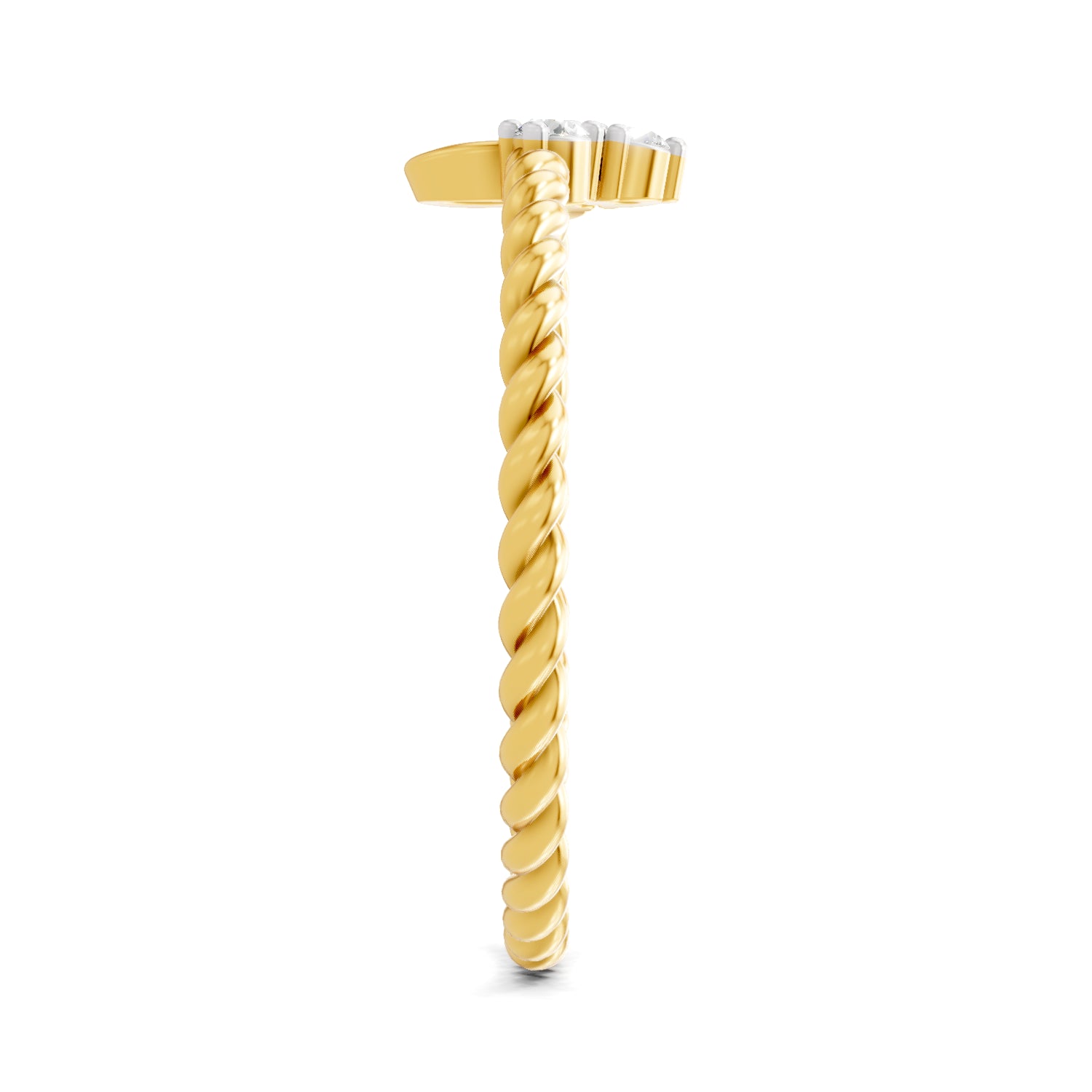 0.05 Carat | 925 Sterling Silver Gold Plated Trinity Twist Ring