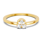 0.08 Carat | 925 Sterling Silver Gold Plated Dainty Three-Diamond Ring