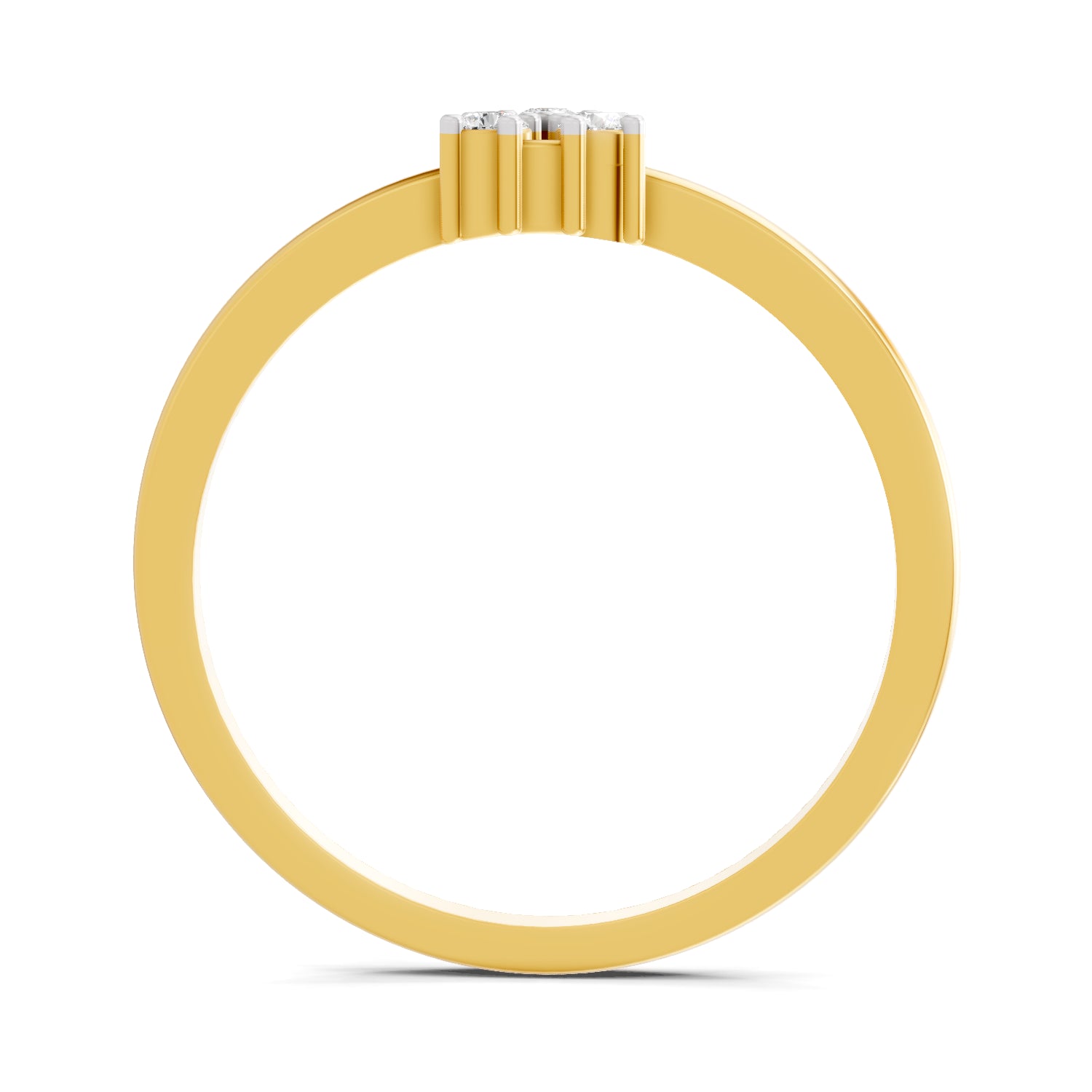 0.08 Carat | 925 Sterling Silver Gold Plated Dainty Three-Diamond Ring
