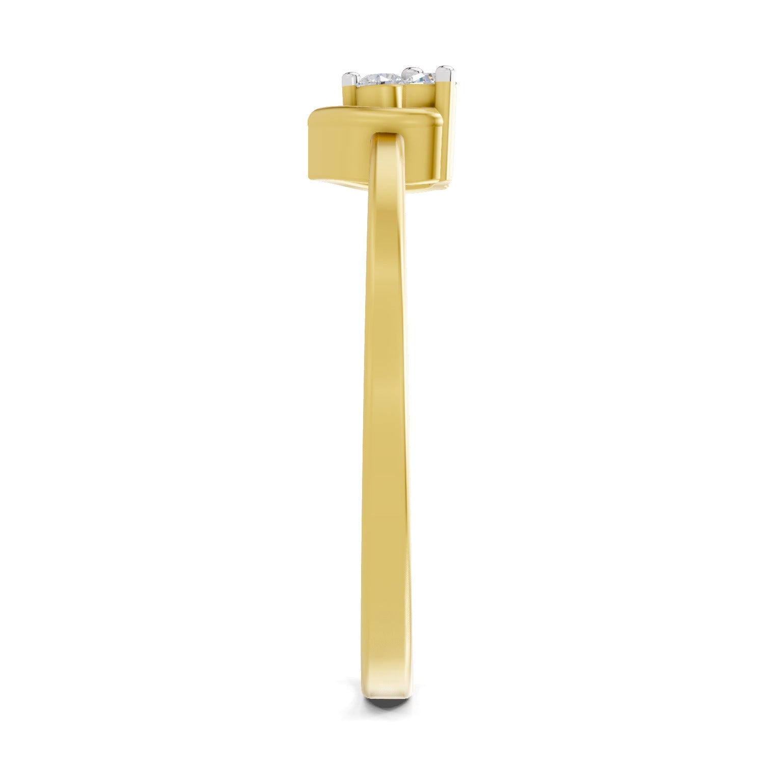 0.06 Ct Round Shape | 925 Sterling Silver Gold Plated 3 Stone Ring