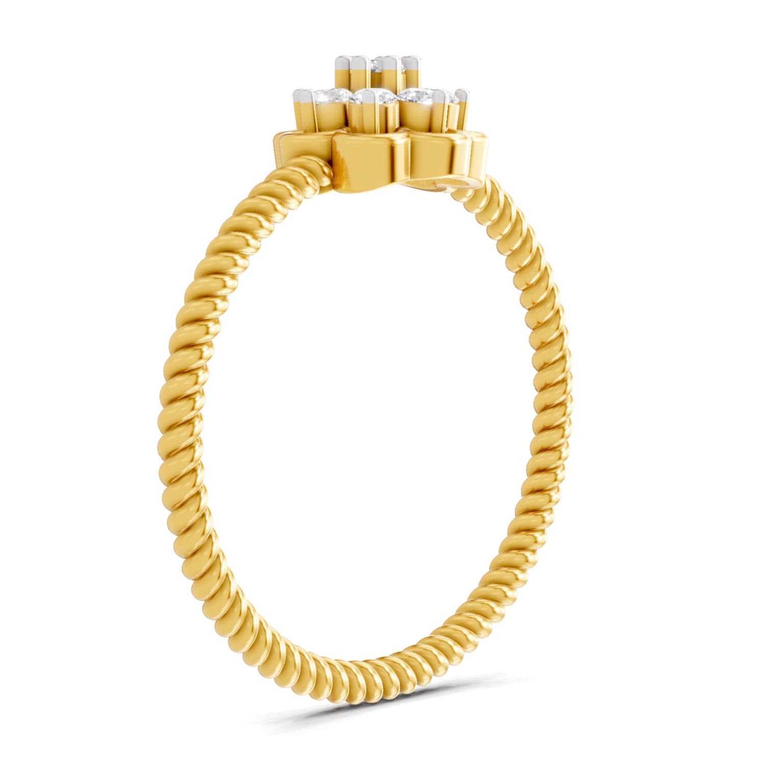 0.13 Carat | 925 Sterling Silver Gold Plated Flora Diamond Ring