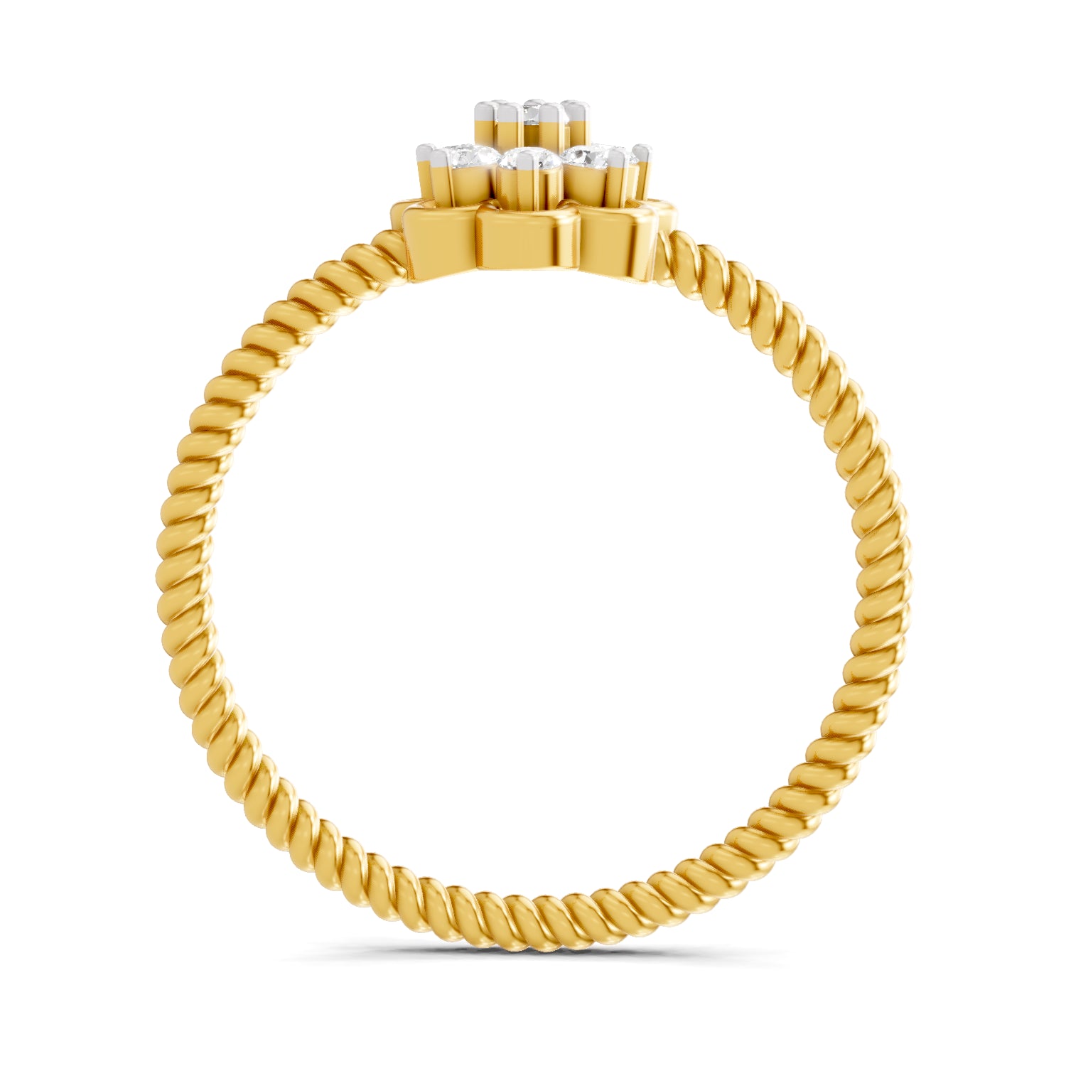 0.13 Carat | 925 Sterling Silver Gold Plated Flora Diamond Ring