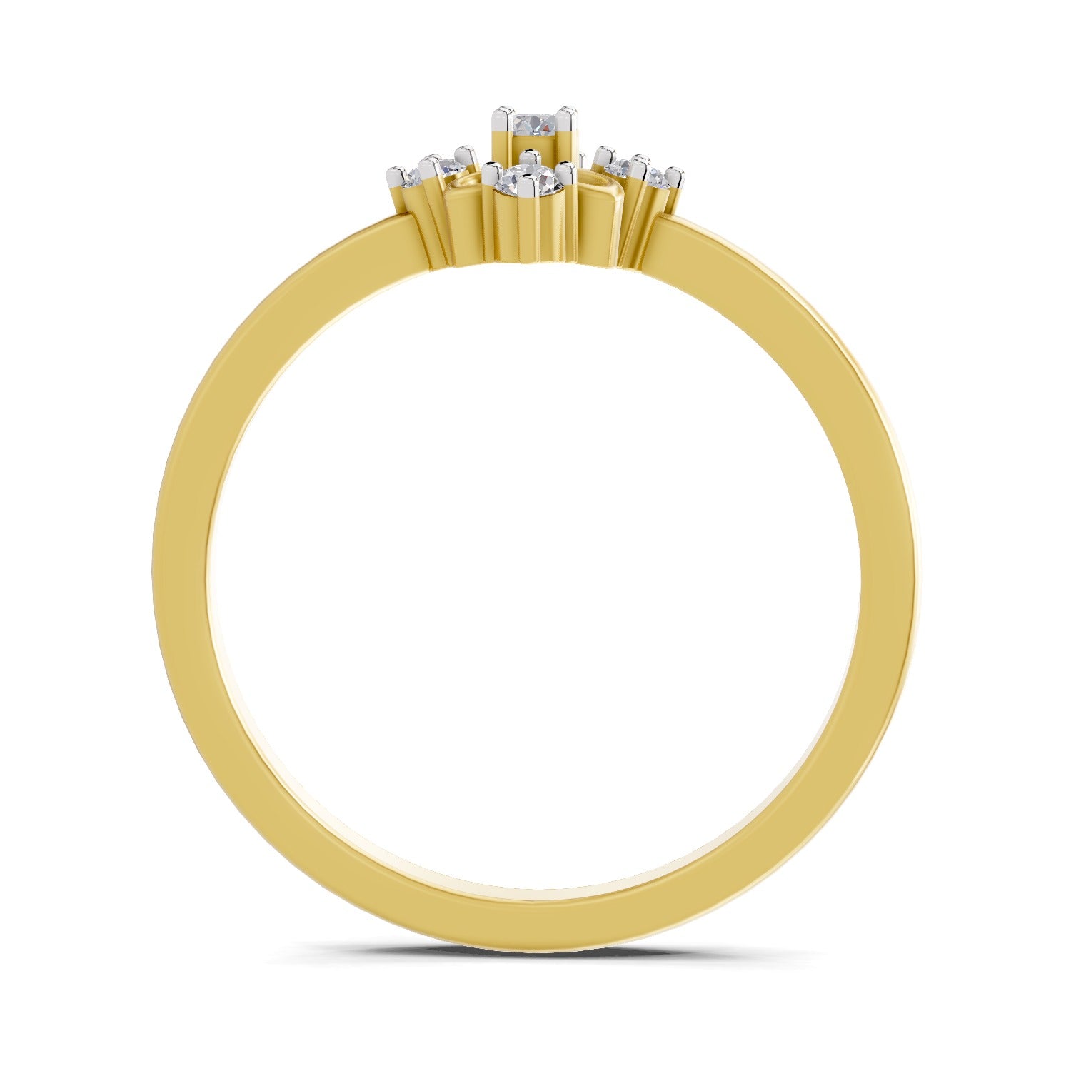 0.1 Ct Round Shape | 925 Sterling Silver Gold Plated Floral Ring