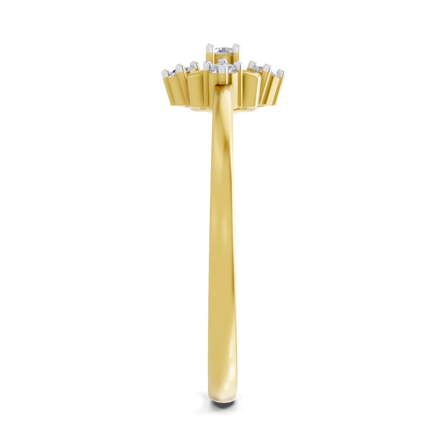 0.1 Ct Round Shape | 925 Sterling Silver Gold Plated Floral Ring