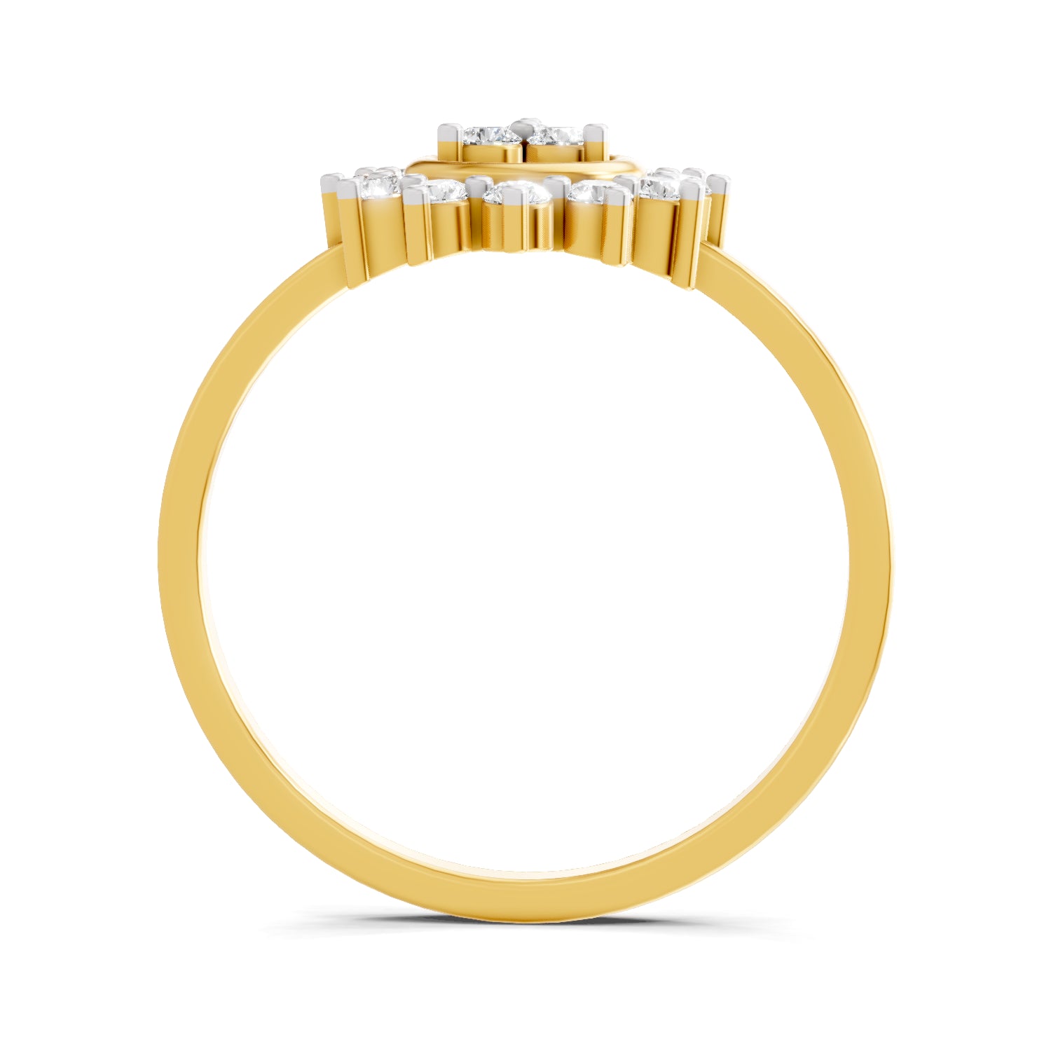 0.21 Carat | 925 Sterling Silver Gold Plated Sunburst Bloom Ring