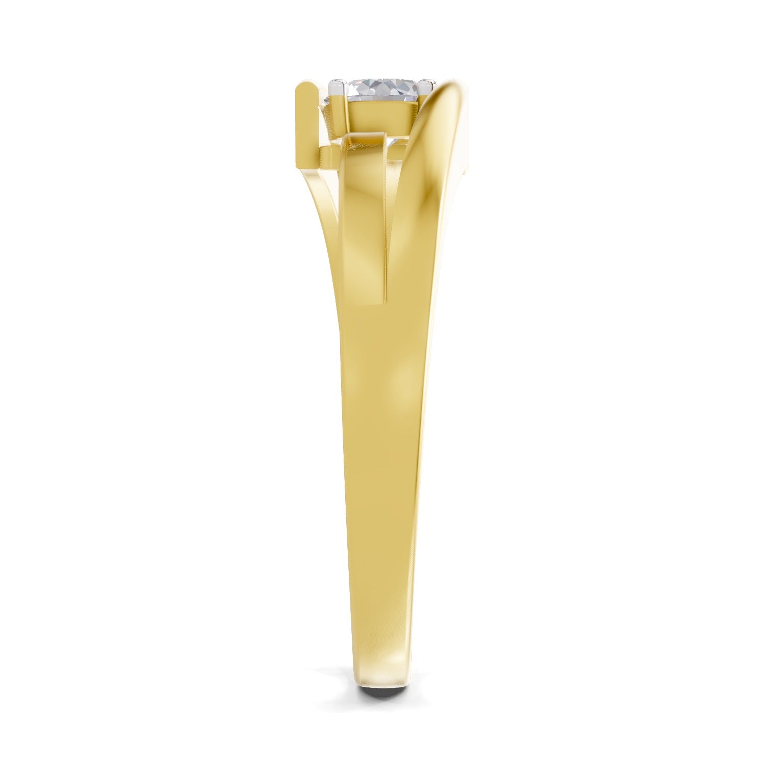 0.26 Ct Round Shape | 925 Sterling Silver Gold Plated Solitaire Ring