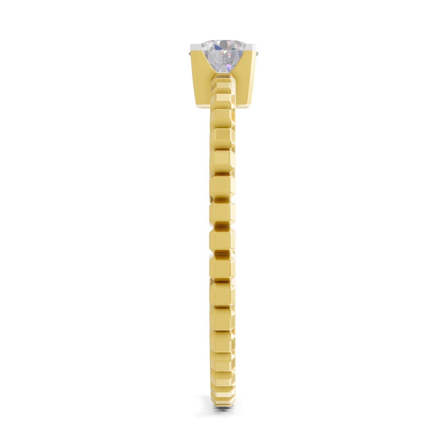 0.32 Ct Round Shape | 925 Sterling Silver Gold Plated Solitaire Ring