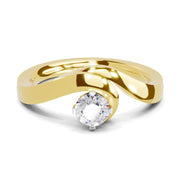 0.32 Ct Round Shape | 925 Sterling Silver Gold Plated Serpentine Solitaire Ring