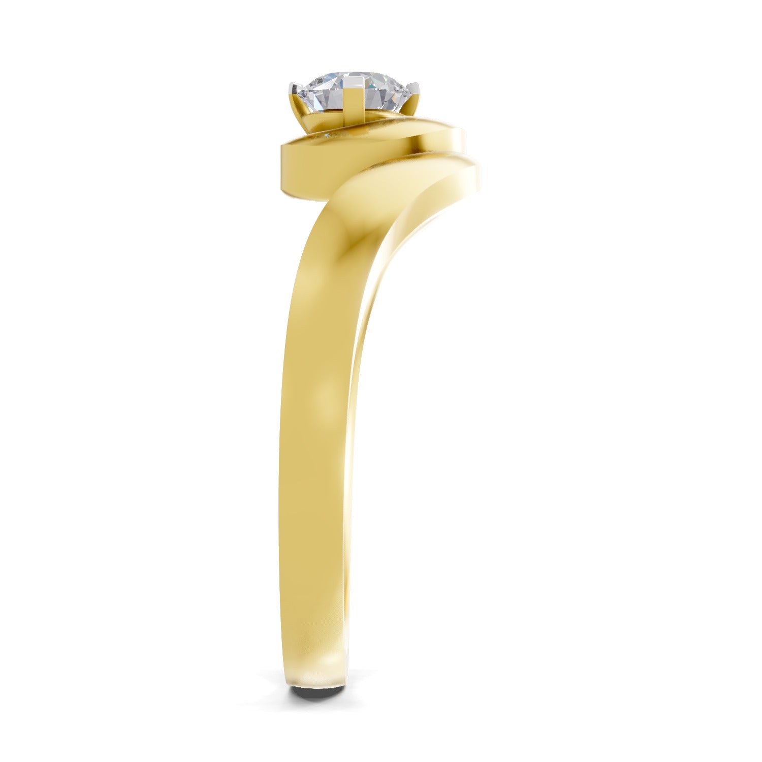 0.32 Ct Round Shape | 925 Sterling Silver Gold Plated Serpentine Solitaire Ring
