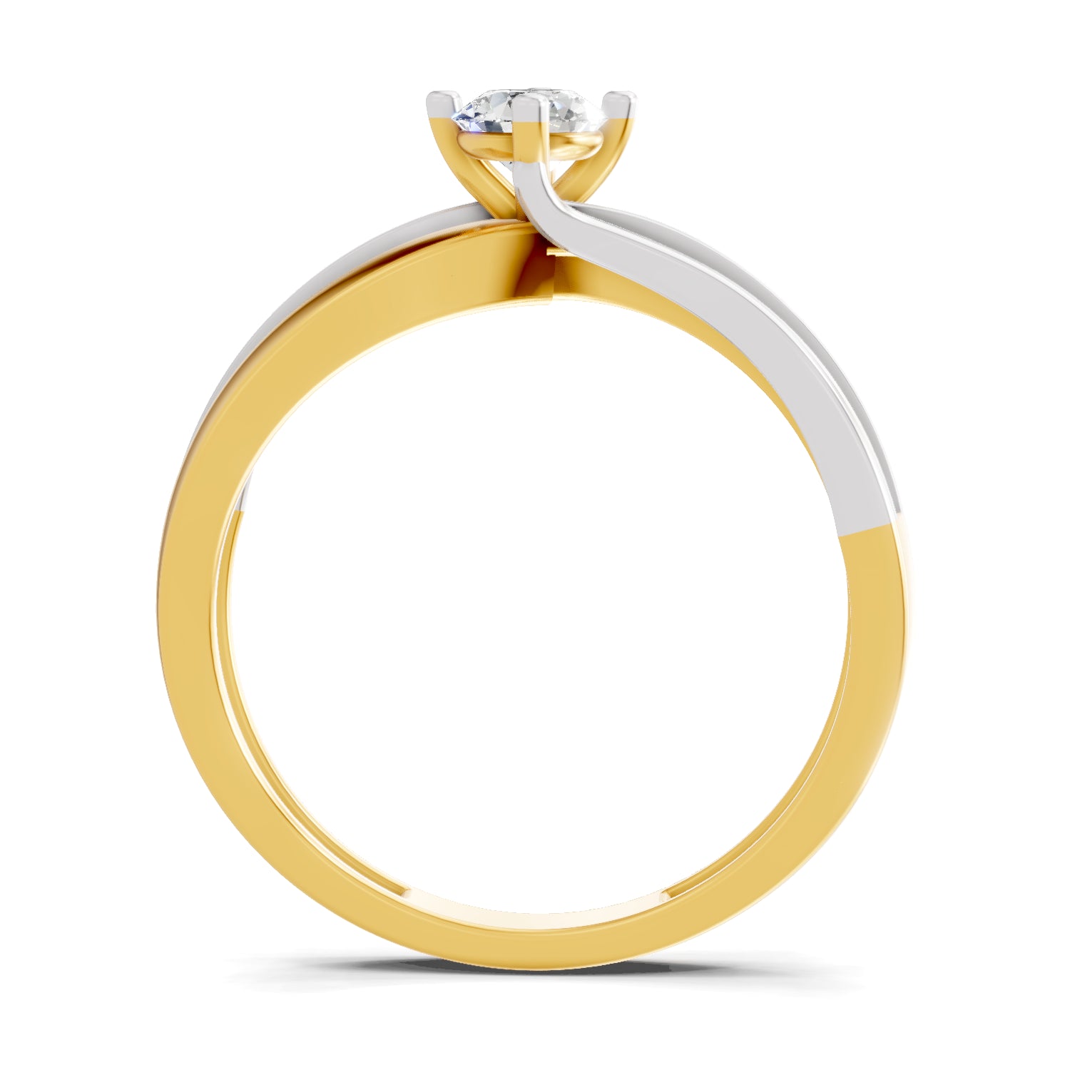 0.25 Carat | 925 Sterling Silver Gold Plated Two-Tone Twisted Shank Ring