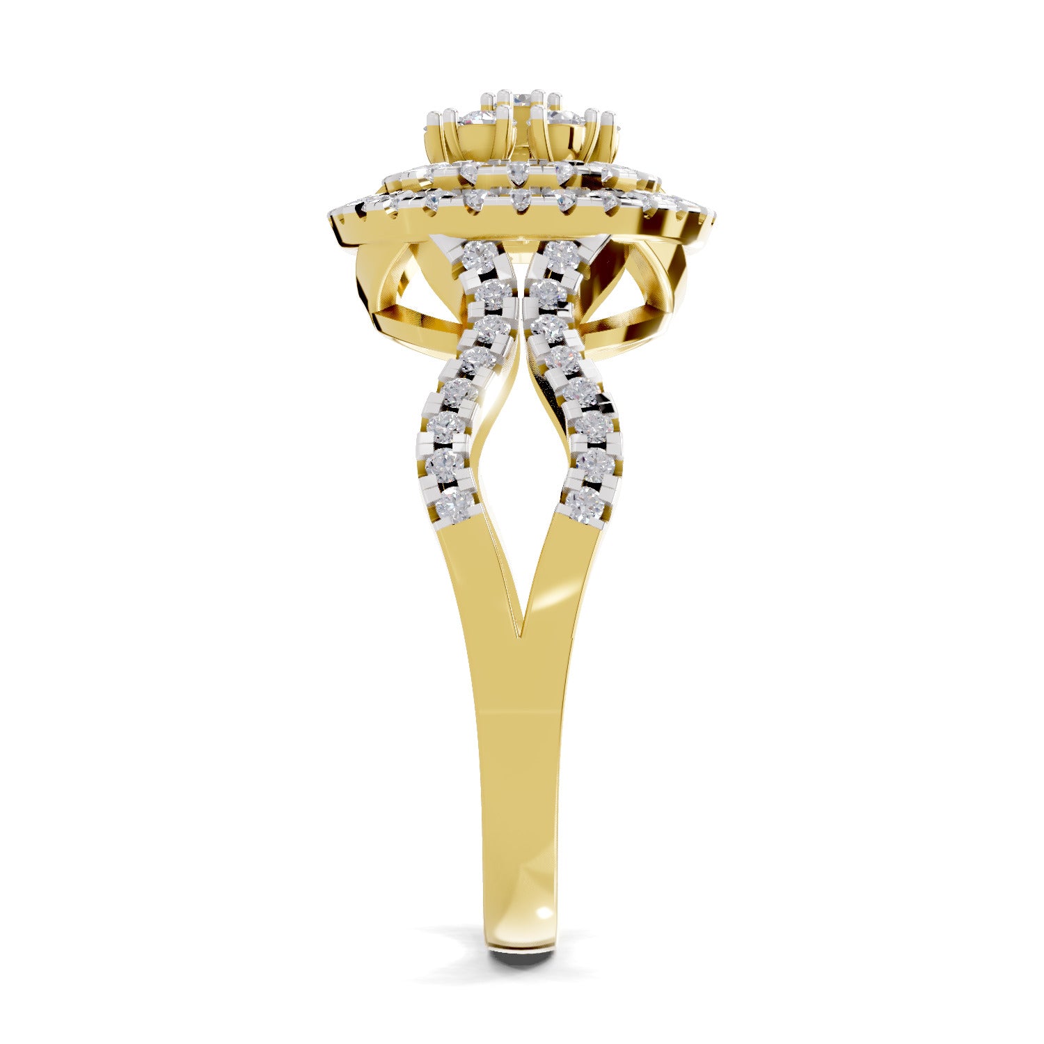 0.61 Carat  | 925 Sterling Silver Gold Plated Fashion Ring