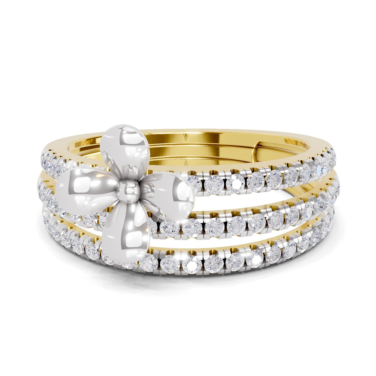 0.63 Carat Round Shape Diamond | 925 Sterling Silver Gold Plated Floral Ring