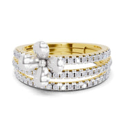 0.63 Carat Round Shape Diamond | 925 Sterling Silver Gold Plated Floral Ring