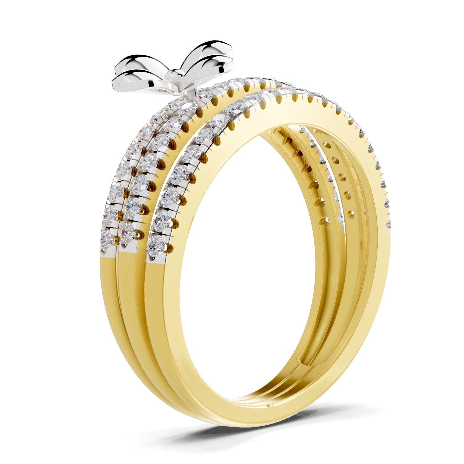 0.63 Carat Round Shape Diamond | 925 Sterling Silver Gold Plated Floral Ring