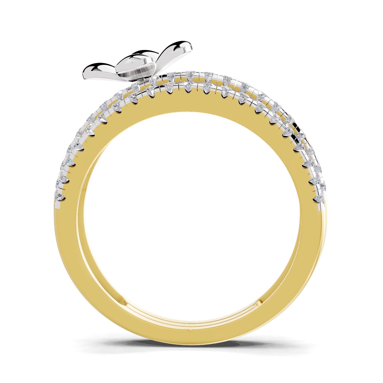 0.63 Carat Round Shape Diamond | 925 Sterling Silver Gold Plated Floral Ring