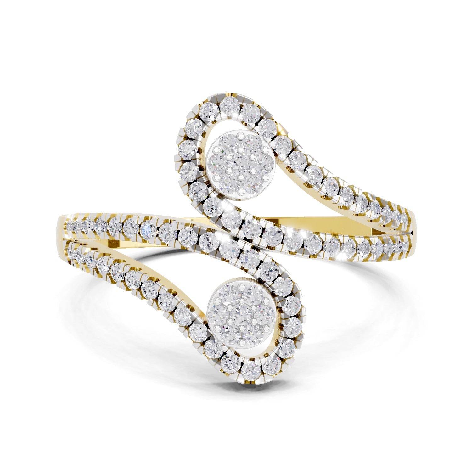 0.48 Carat Round Shape Diamond | 925 Sterling Silver Gold Plated Twilight Duo Ring