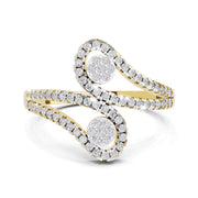 0.48 Carat Round Shape Diamond | 925 Sterling Silver Gold Plated Twilight Duo Ring
