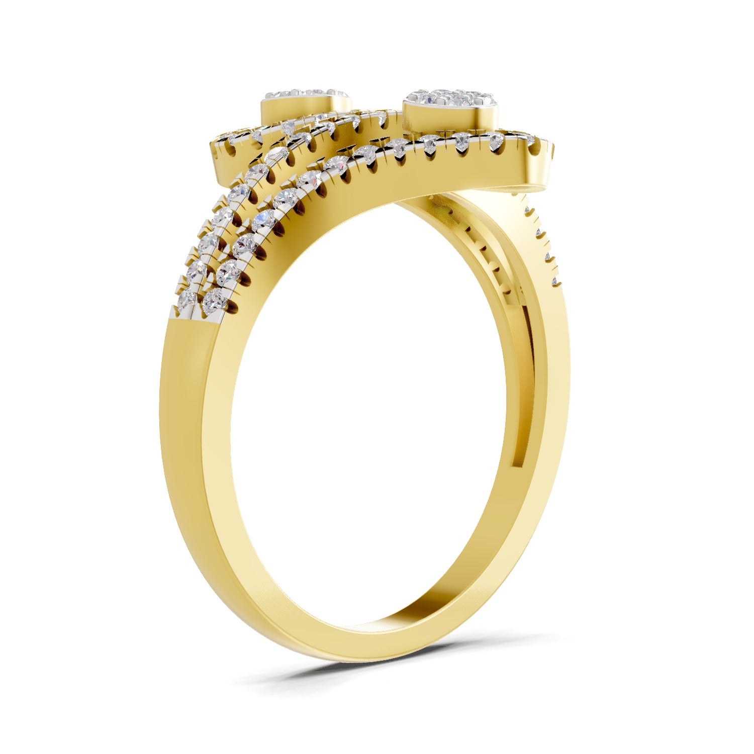 0.48 Carat Round Shape Diamond | 925 Sterling Silver Gold Plated Twilight Duo Ring