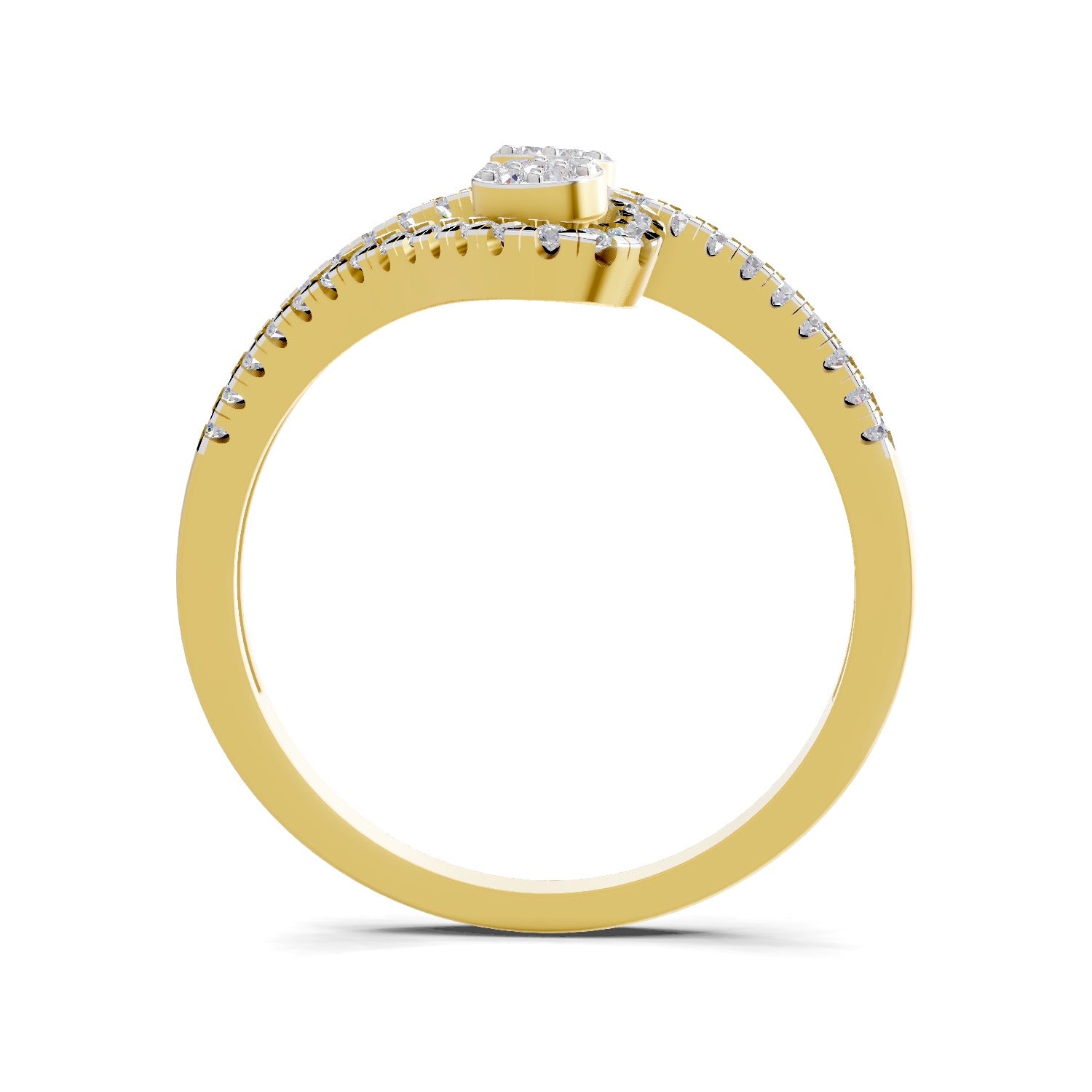 0.48 Carat Round Shape Diamond | 925 Sterling Silver Gold Plated Twilight Duo Ring