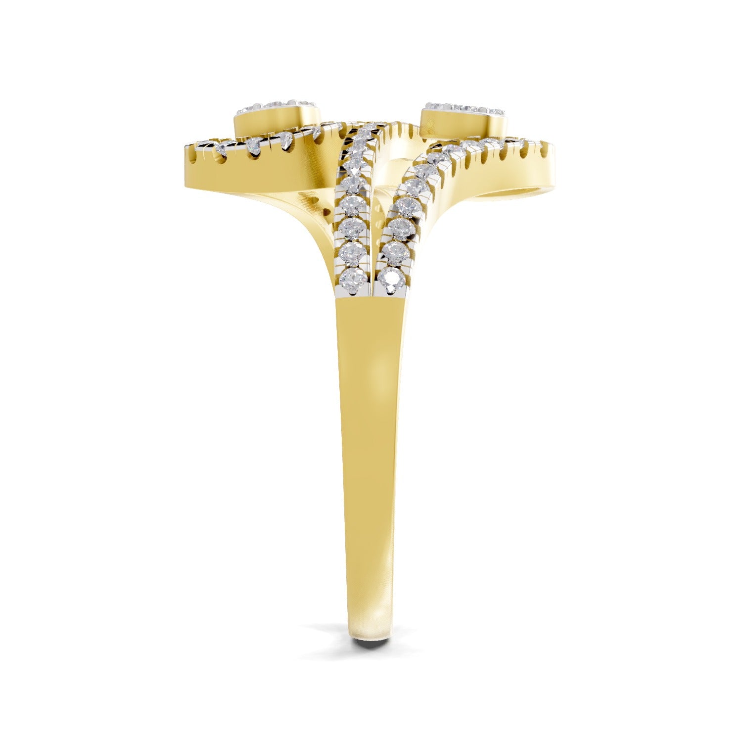 0.48 Carat Round Shape Diamond | 925 Sterling Silver Gold Plated Twilight Duo Ring