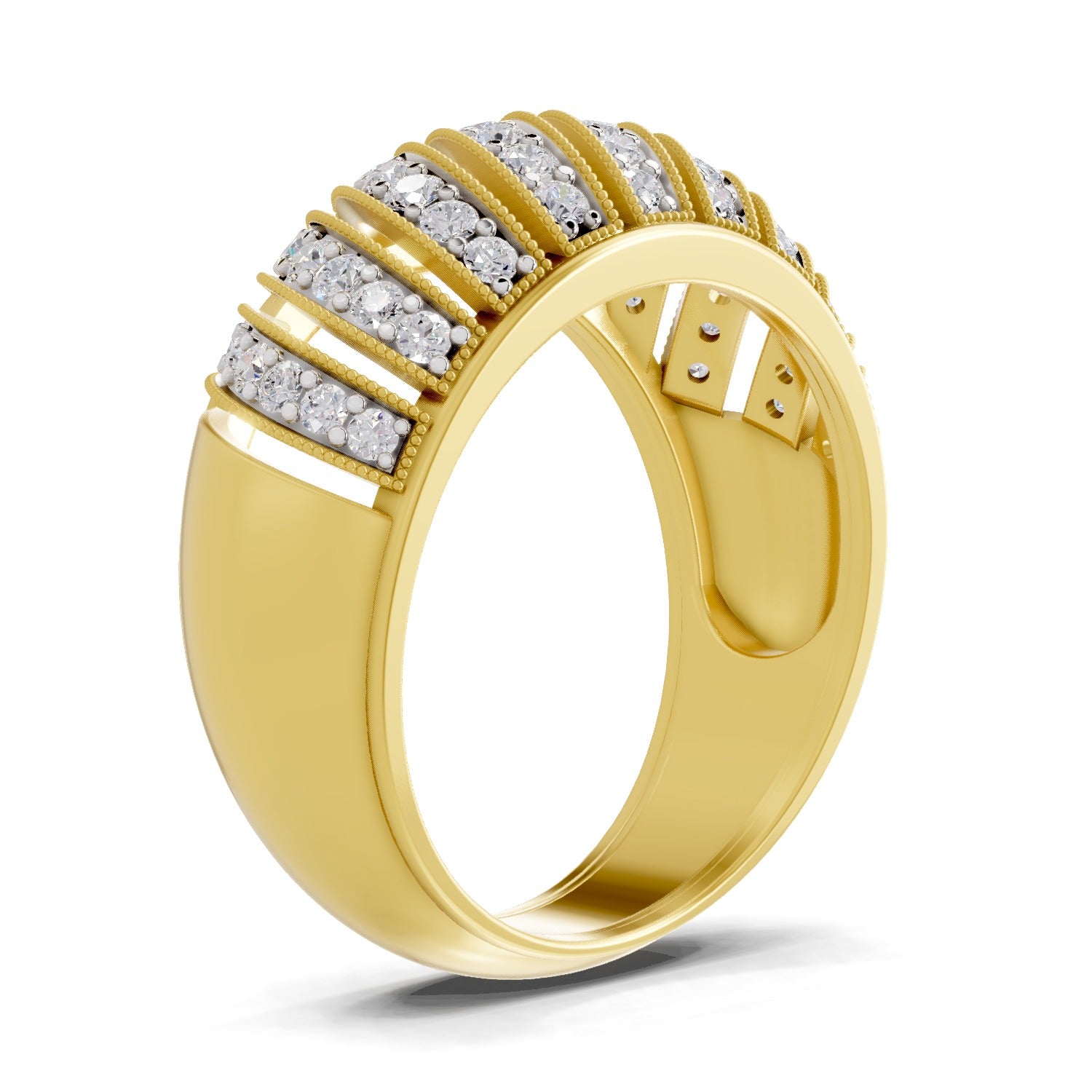 0.65 Carat Round Shape Diamond | 925 Sterling Silver Gold Plated Swirl Band Ring