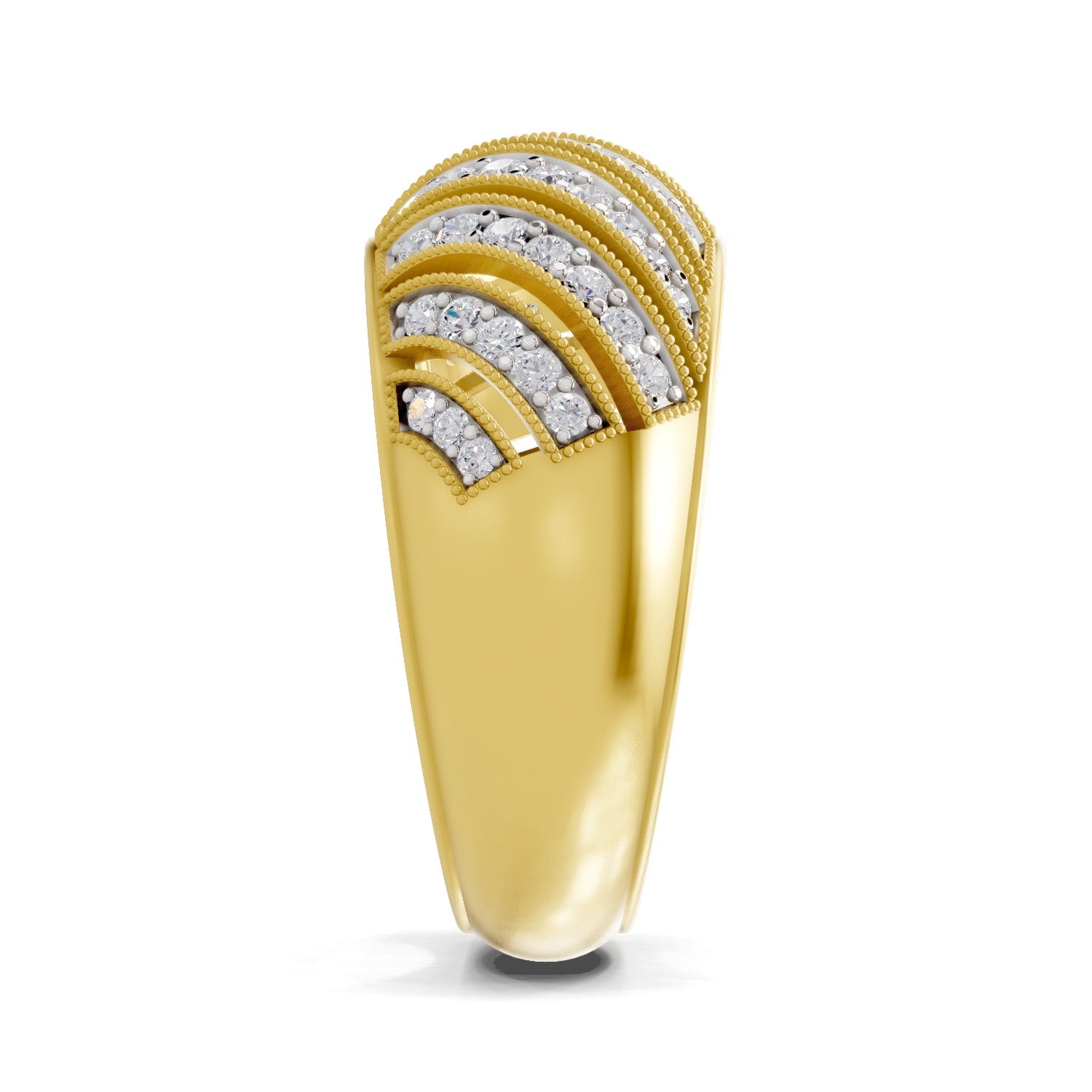 0.65 Carat Round Shape Diamond | 925 Sterling Silver Gold Plated Swirl Band Ring