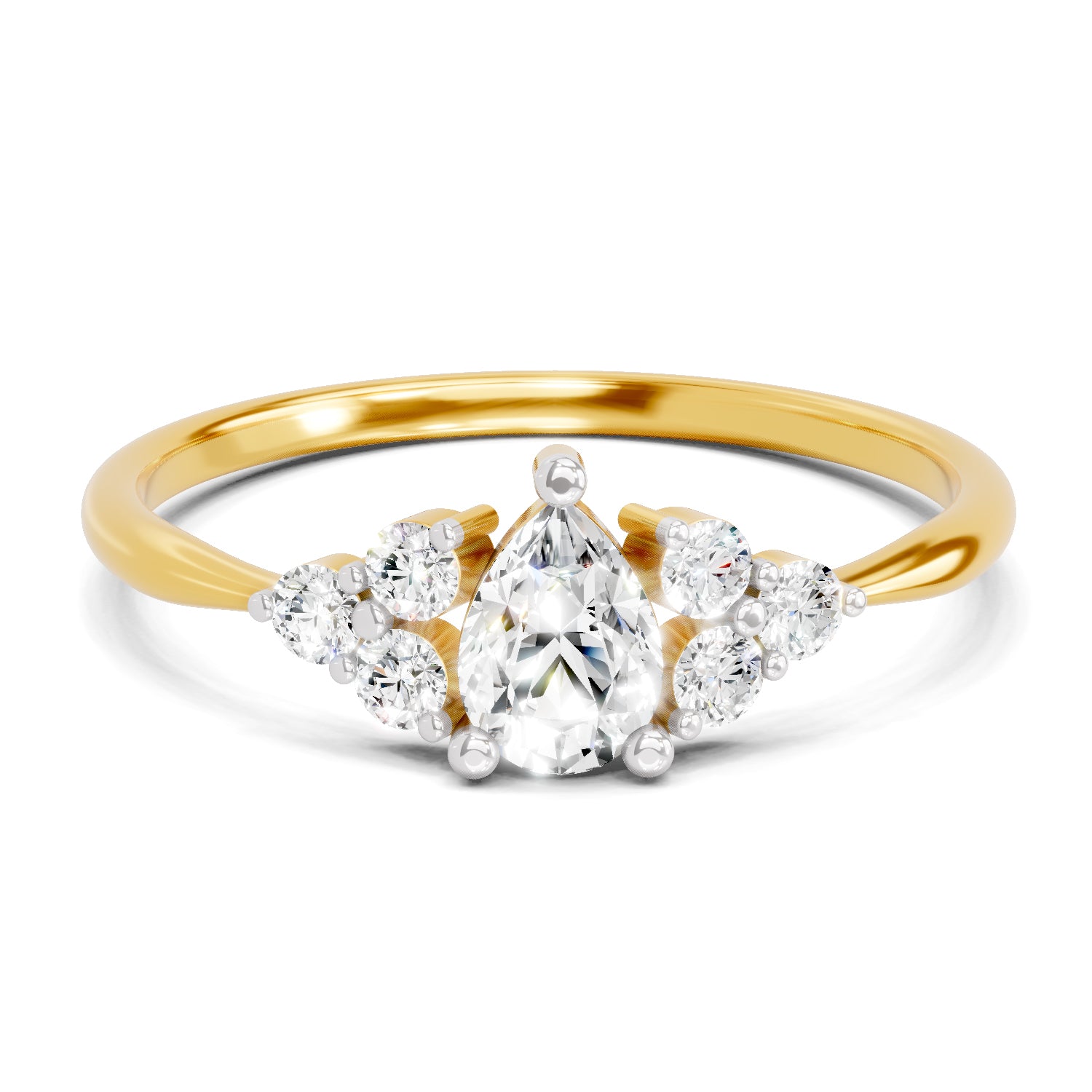 0.17 Carat  | 925 Sterling Silver Gold Plated Engagement Ring