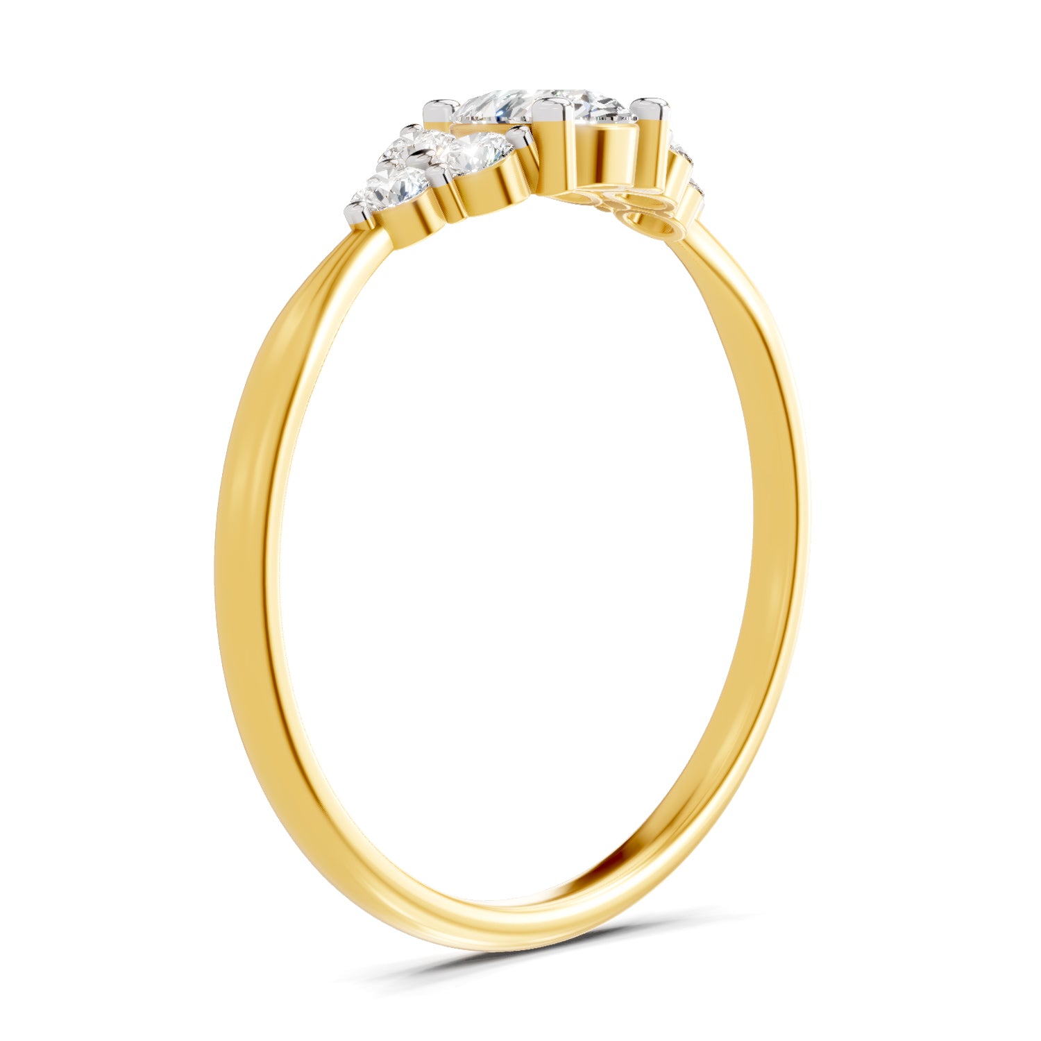 0.17 Carat  | 925 Sterling Silver Gold Plated Engagement Ring