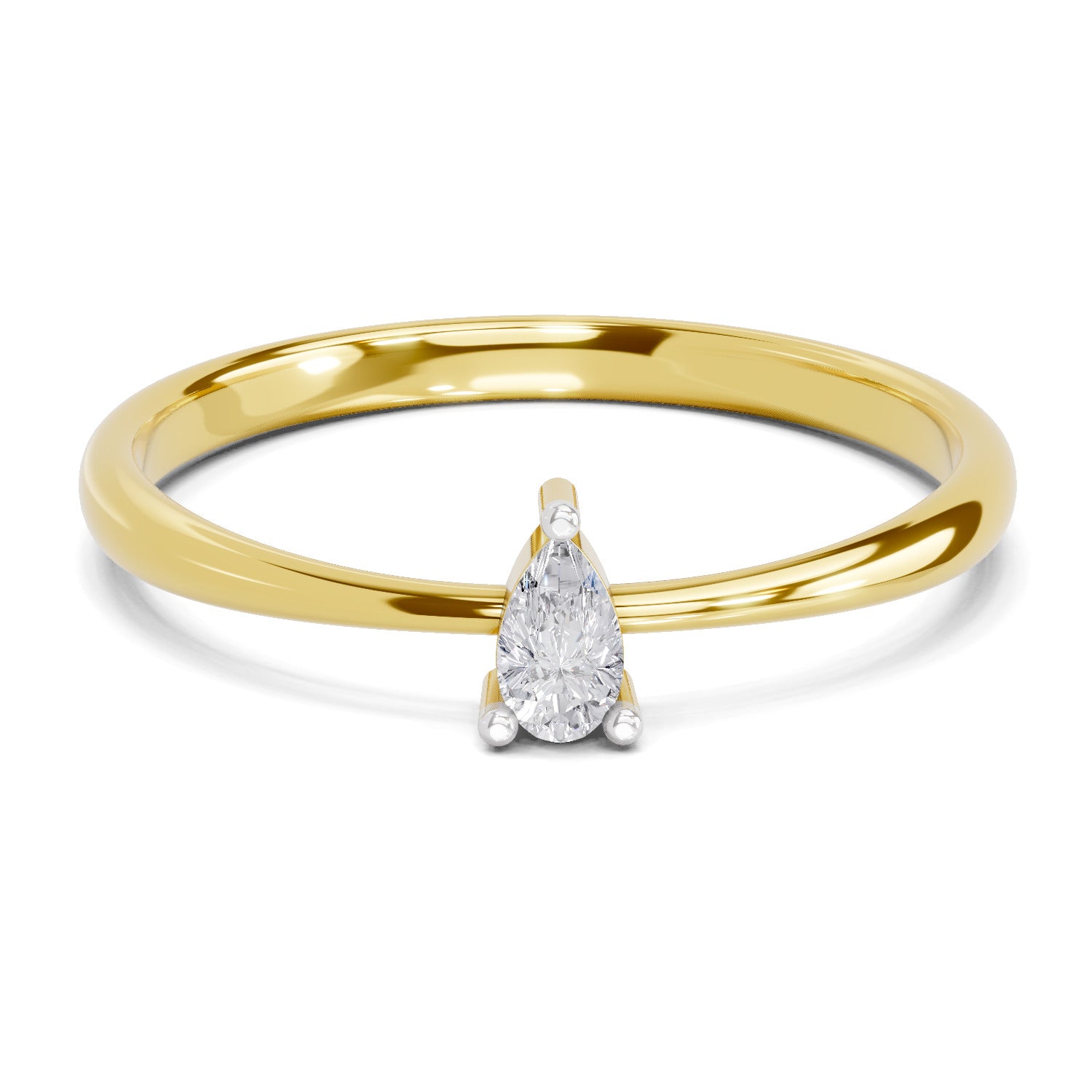 0.14 Carat  | 925 Sterling Silver Gold Plated Solitaire Ring