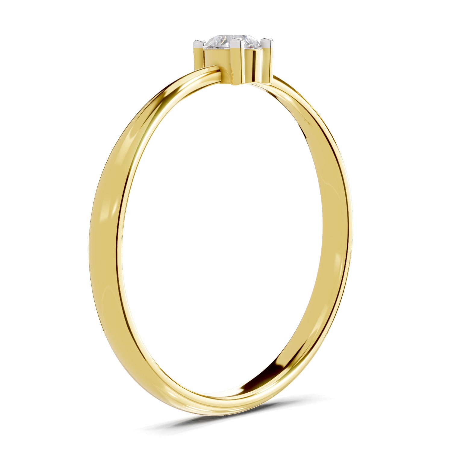 0.14 Carat  | 925 Sterling Silver Gold Plated Solitaire Ring