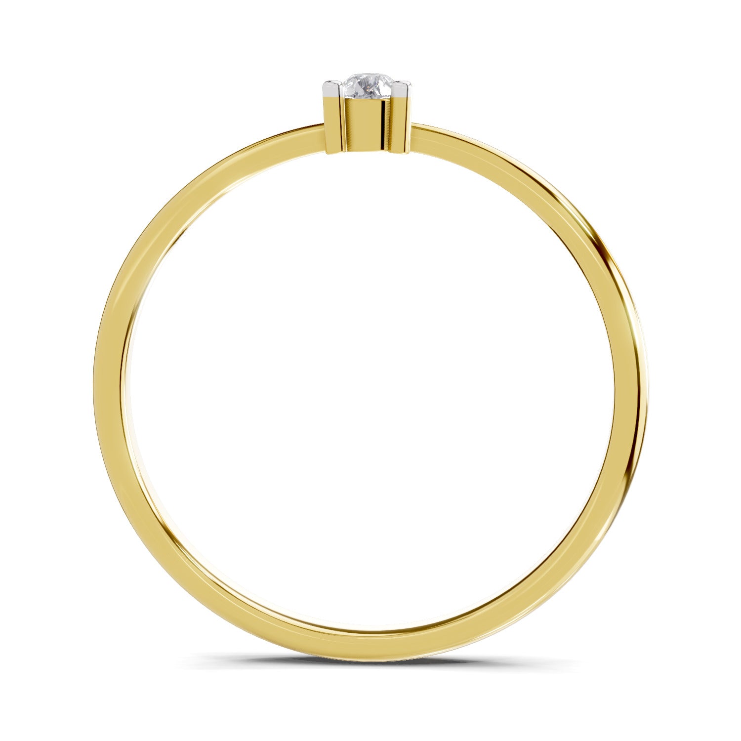 0.14 Carat  | 925 Sterling Silver Gold Plated Solitaire Ring