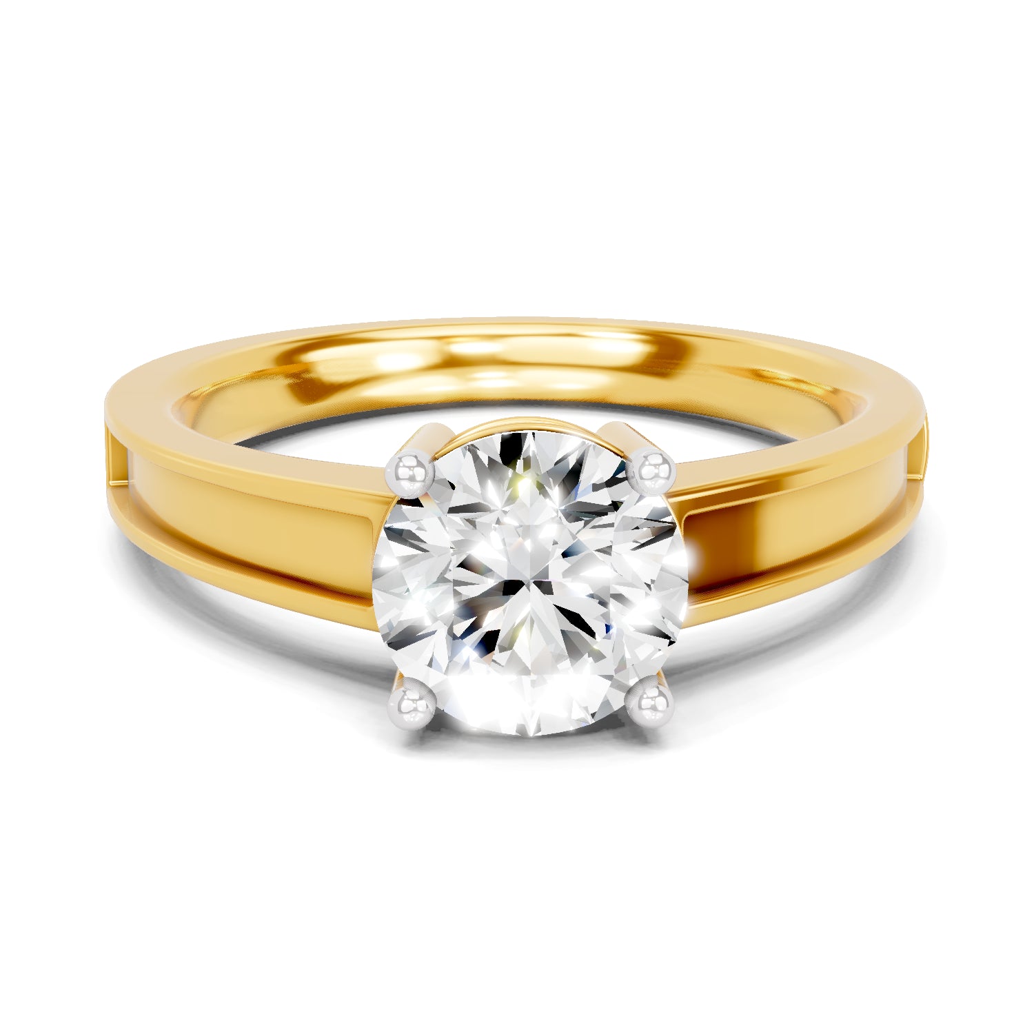 1.5 Carat  | 925 Sterling Silver Gold Plated Solitaire Ring