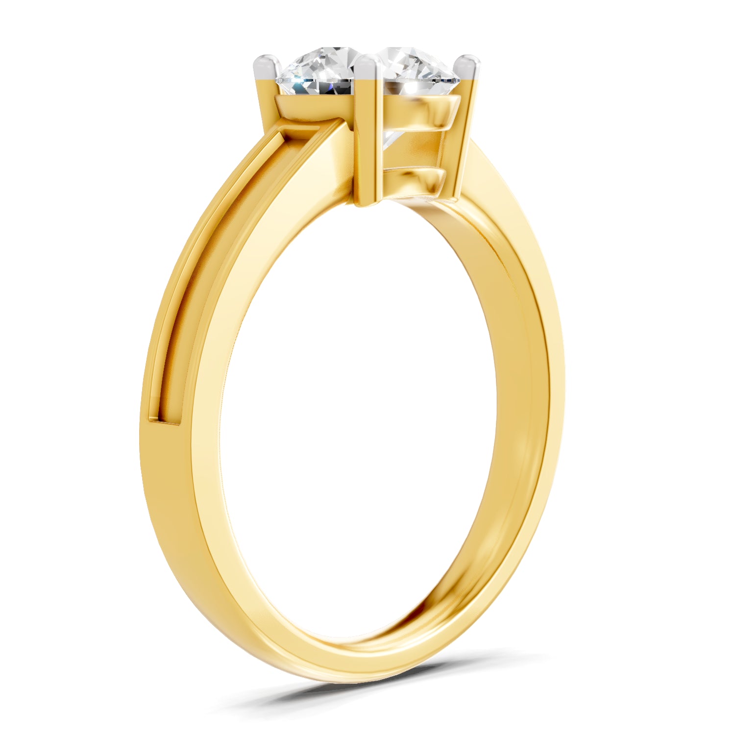 1.5 Carat  | 925 Sterling Silver Gold Plated Solitaire Ring