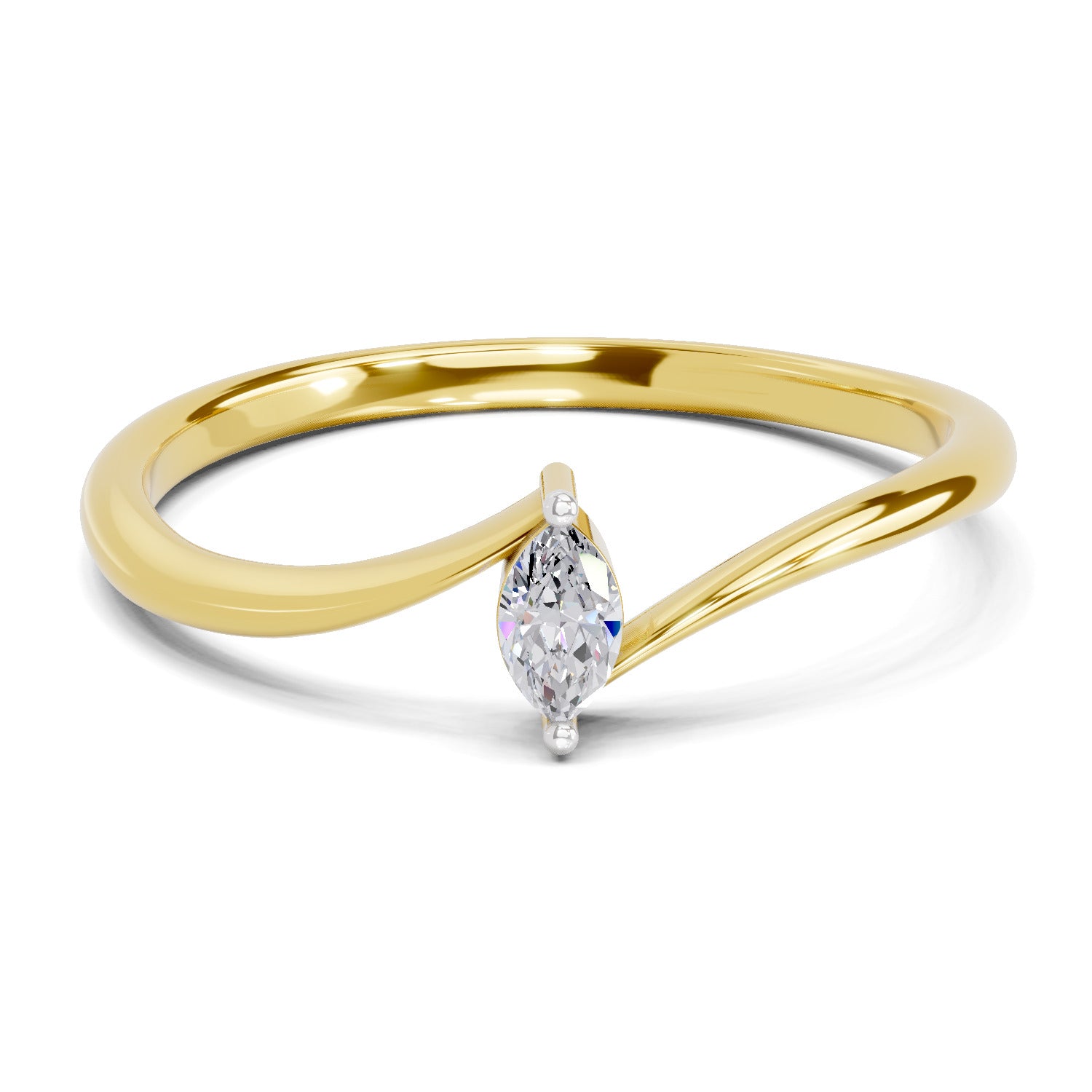 0.08 Carat  | 925 Sterling Silver Gold Plated Solitaire Ring