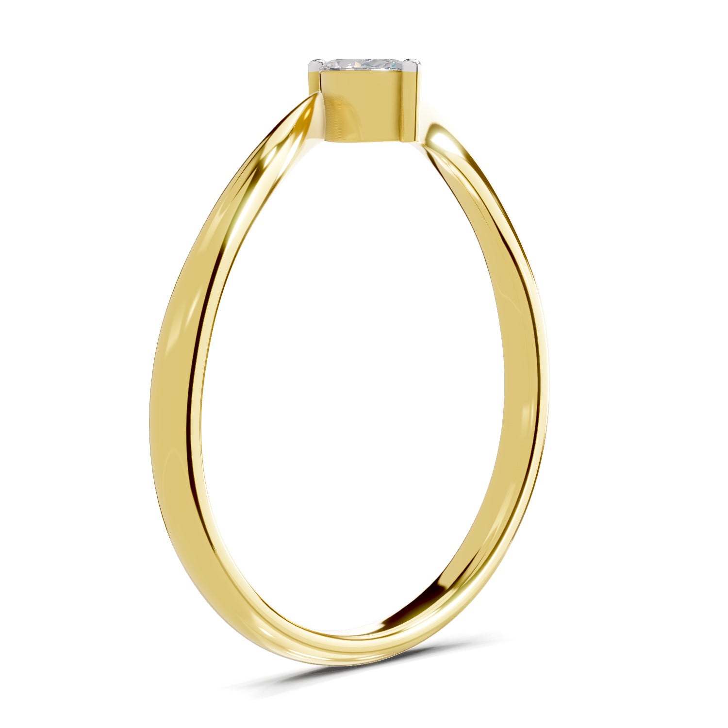 0.08 Carat  | 925 Sterling Silver Gold Plated Solitaire Ring