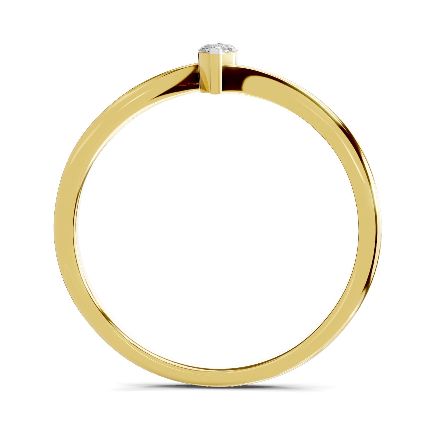 0.08 Carat  | 925 Sterling Silver Gold Plated Solitaire Ring