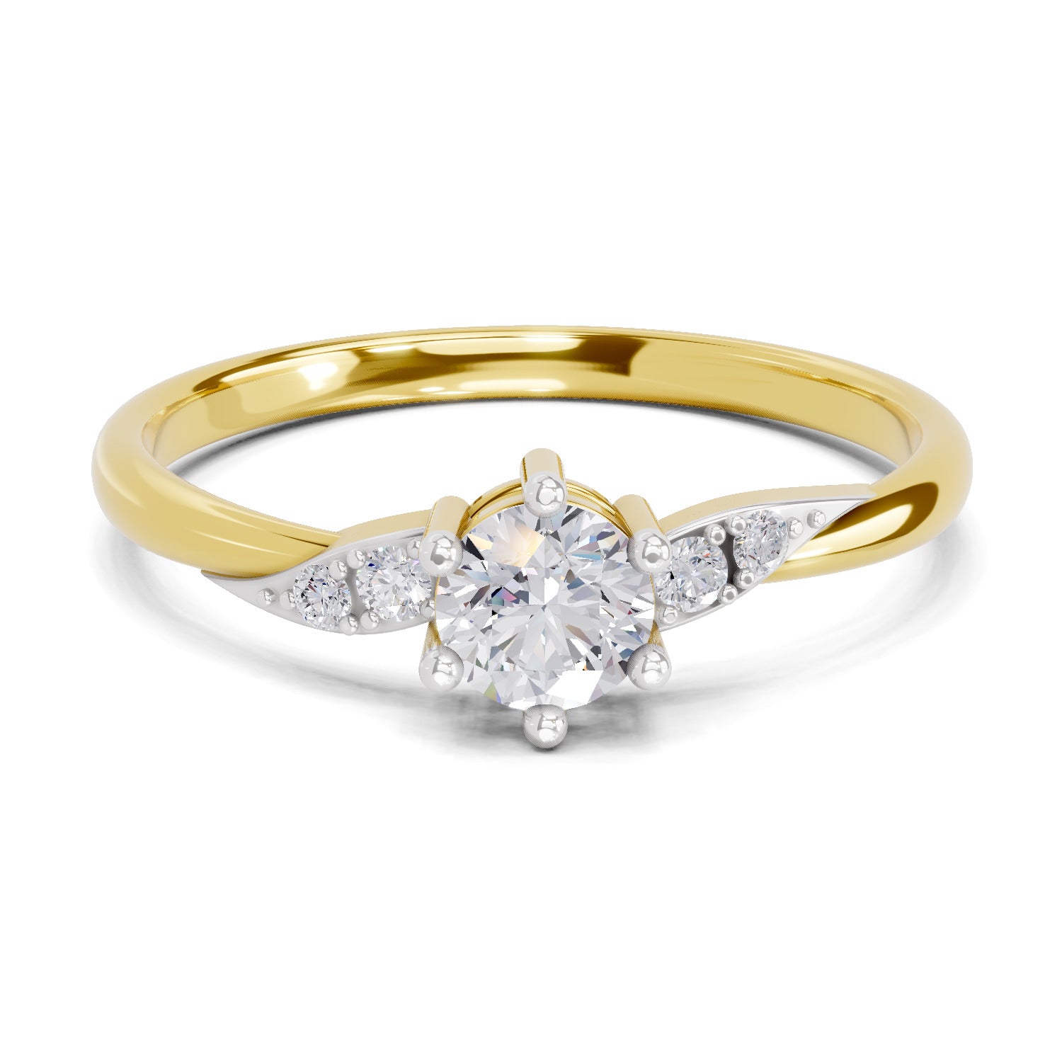 0.36 Carat  | 925 Sterling Silver Gold Plated Engagement Ring
