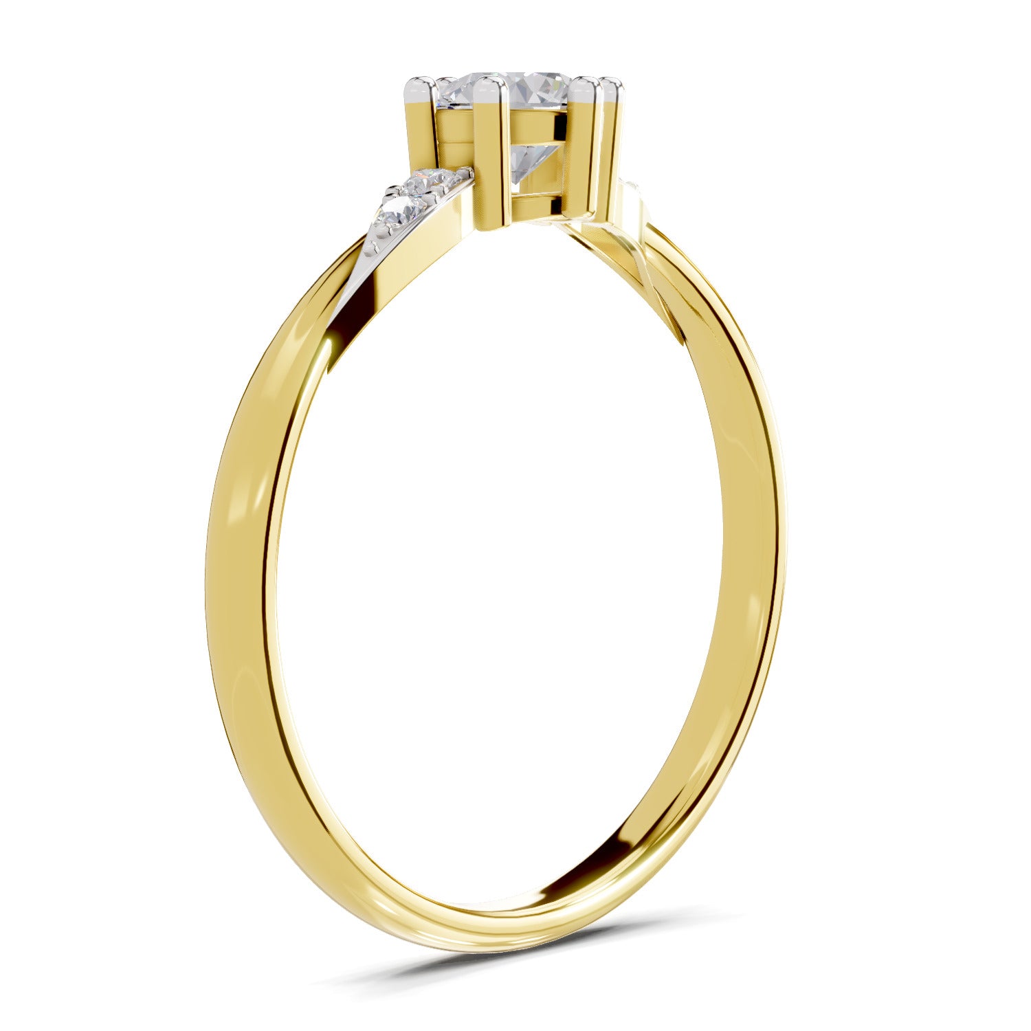 0.36 Carat  | 925 Sterling Silver Gold Plated Engagement Ring