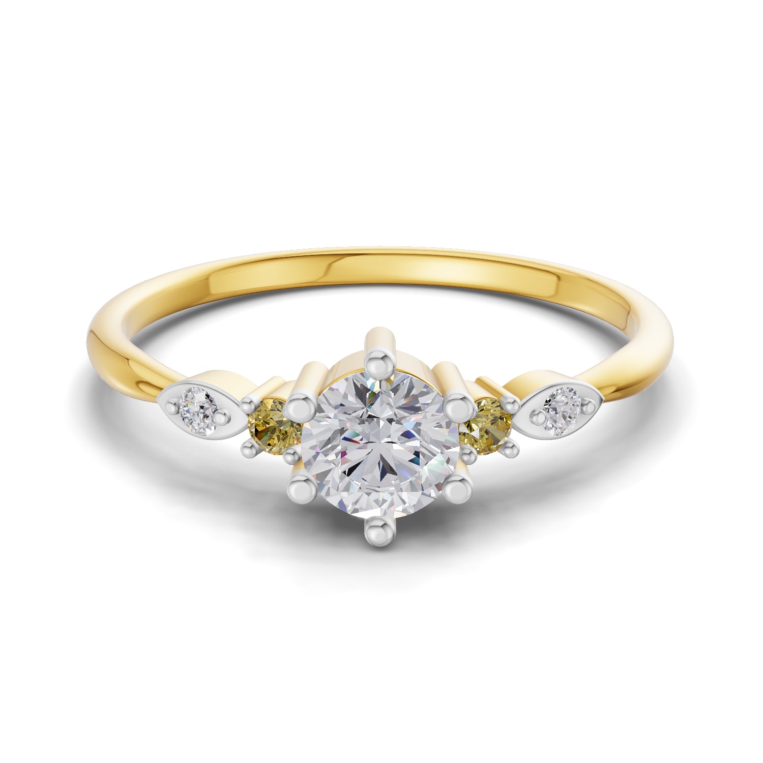 0.33 Carat  | 925 Sterling Silver Gold Plated Engagement Ring