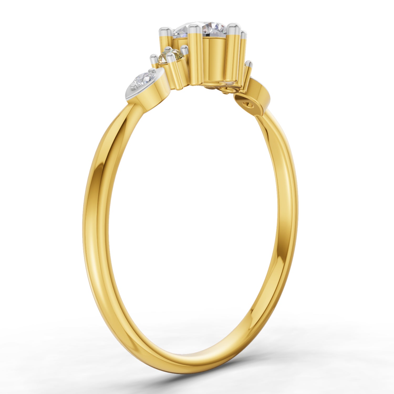 0.33 Carat  | 925 Sterling Silver Gold Plated Engagement Ring
