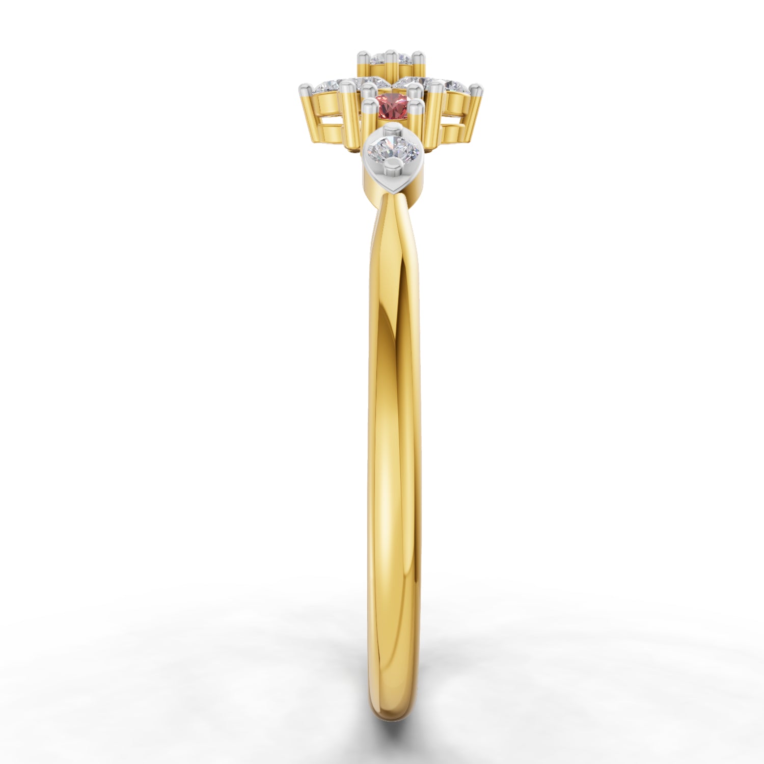 0.16 Carat  | 925 Sterling Silver Gold Plated Engagement Ring