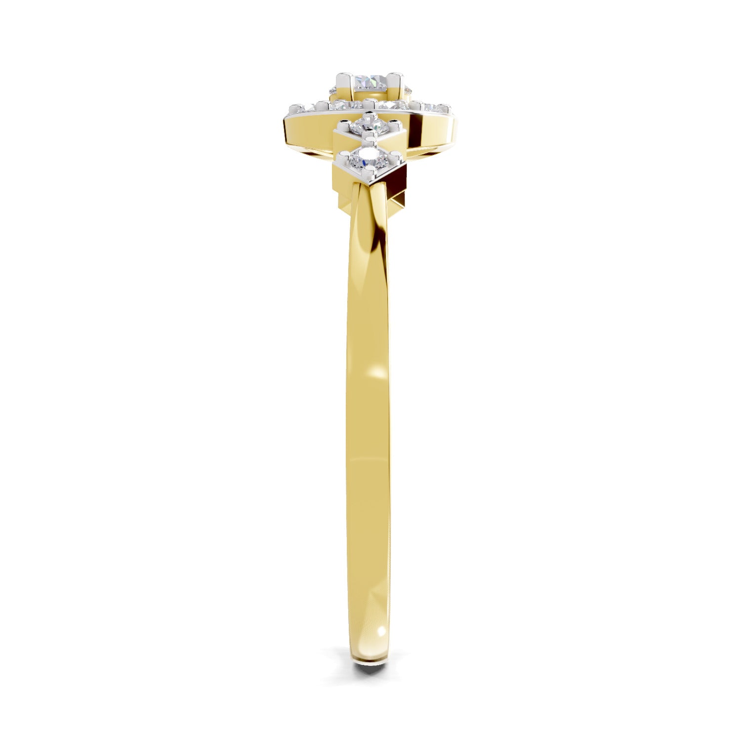 0.23 Ct Round Shape | 925 Sterling Silver Gold Plated Starlight Halo Ring