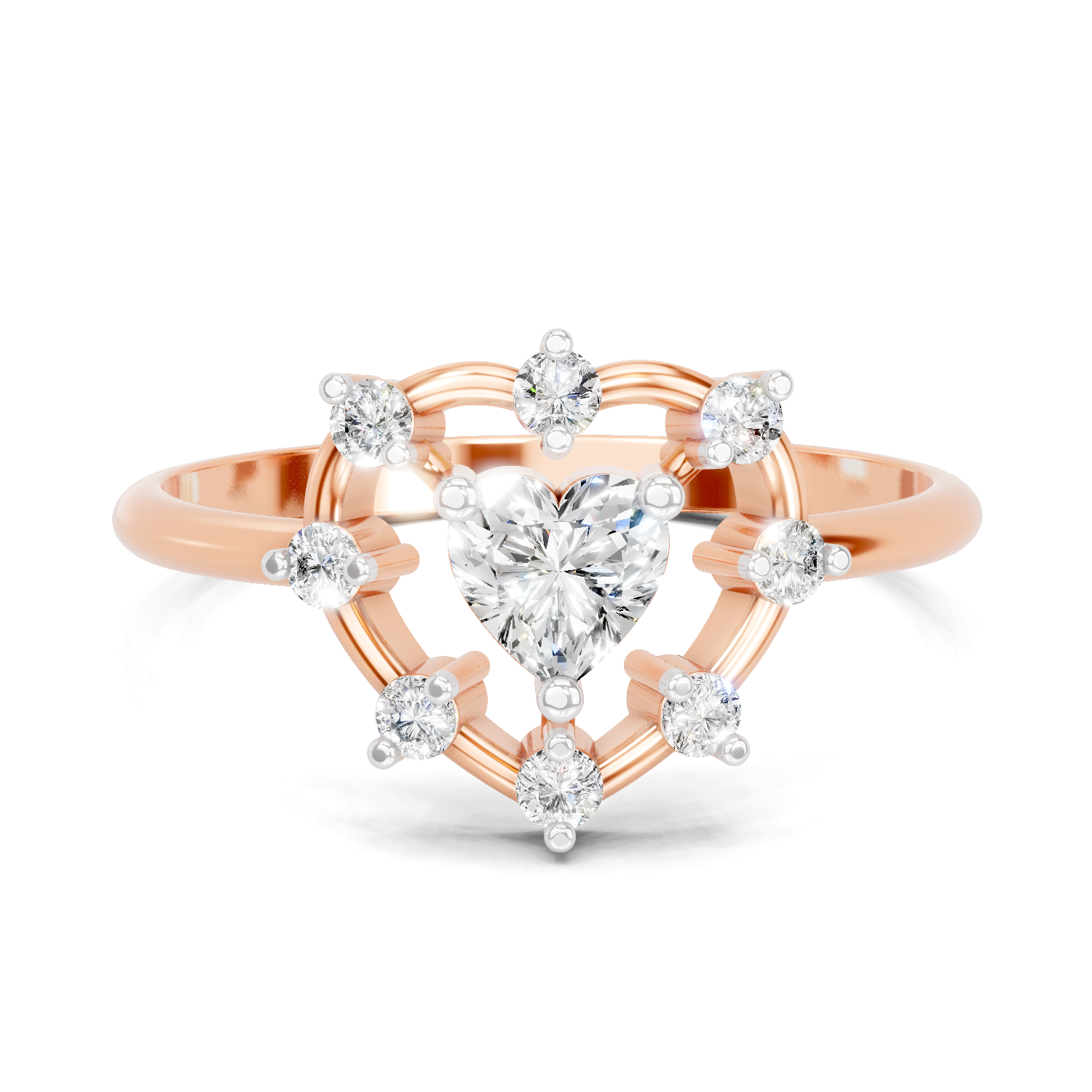 0.44 Carat Heart & Round Shape Diamond Ring | 14K Rose Gold