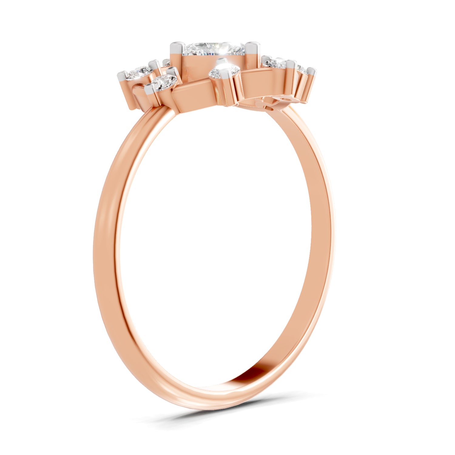 0.44 Carat Heart & Round Shape Diamond Ring | 14K Rose Gold