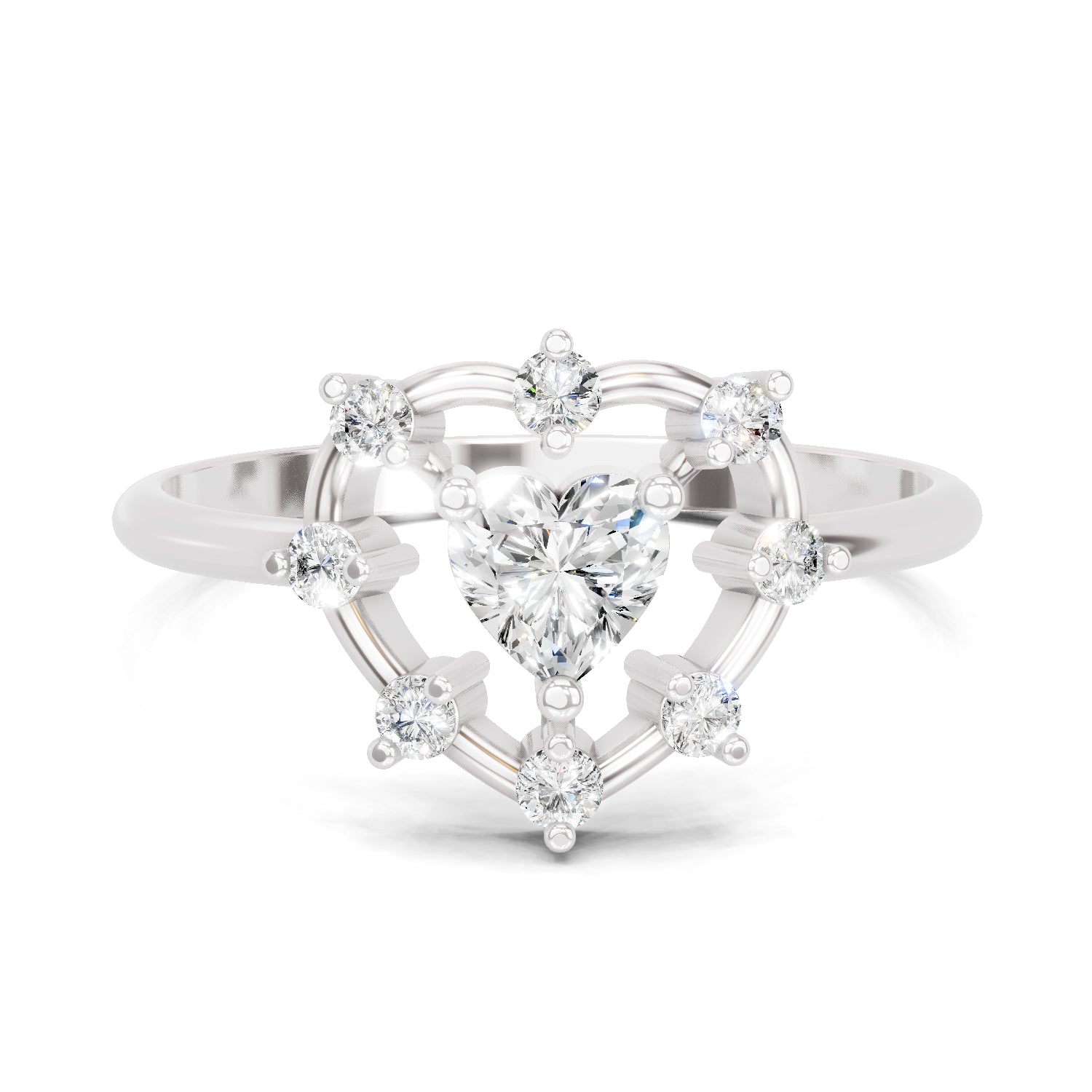 0.44 Carat Heart & Round Shape Diamond Ring | 14K White Gold