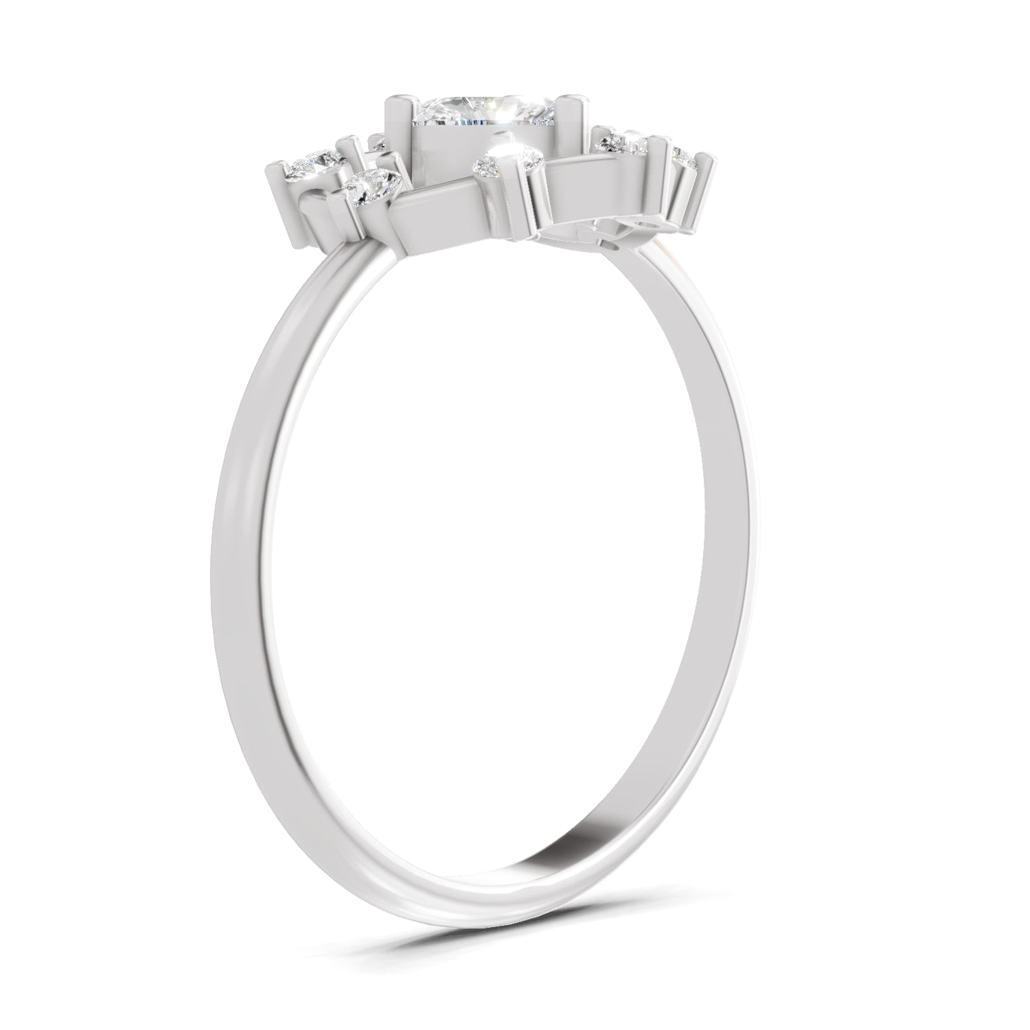 0.44 Carat Heart & Round Shape Diamond Ring | 14K White Gold