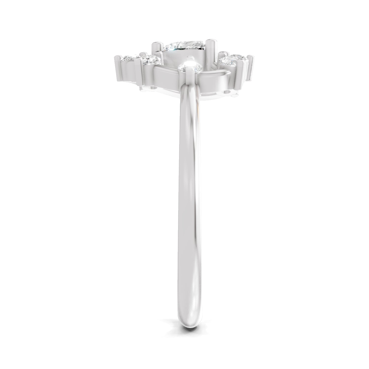 0.44 Carat Heart & Round Shape Diamond Ring | 14K White Gold