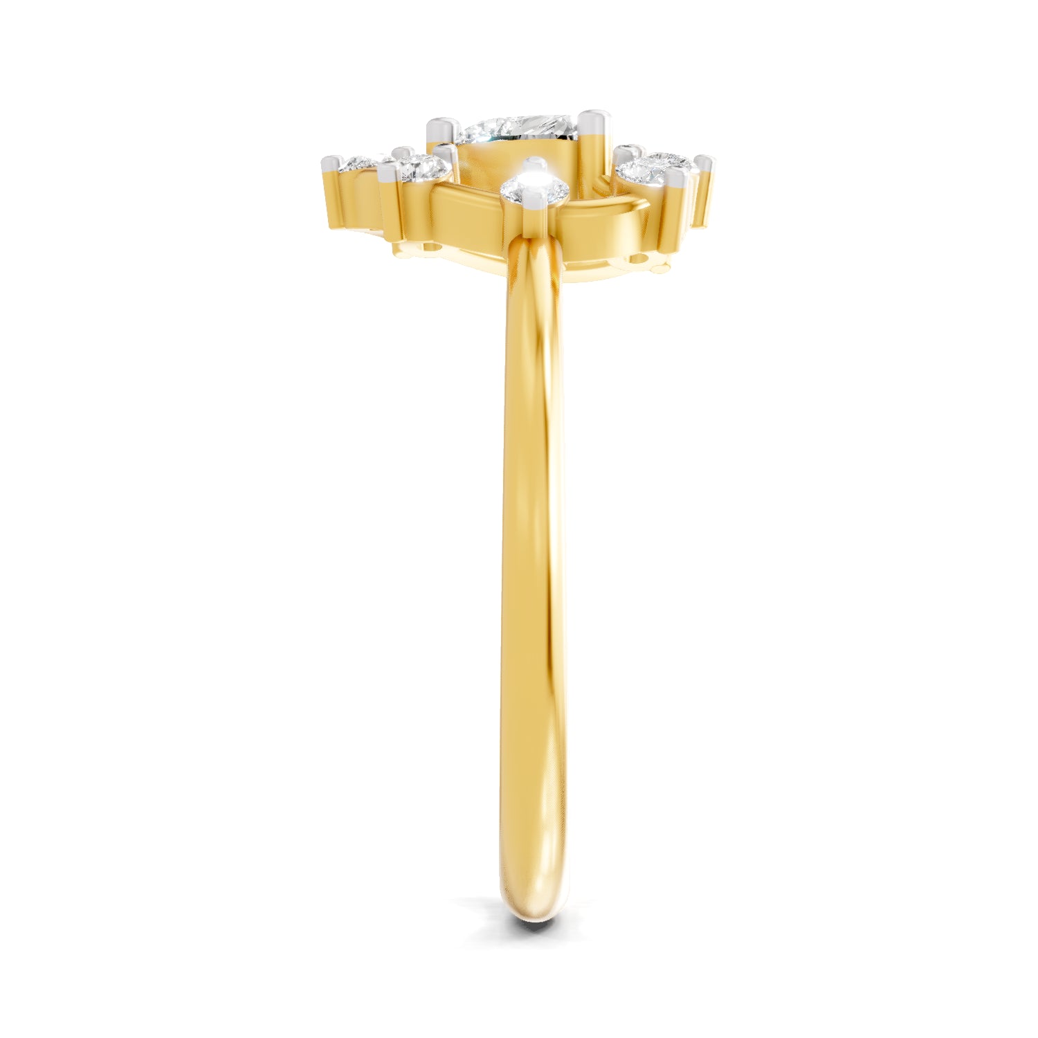 0.44 Carat Heart & Round Shape Diamond Ring | 14K Yellow Gold